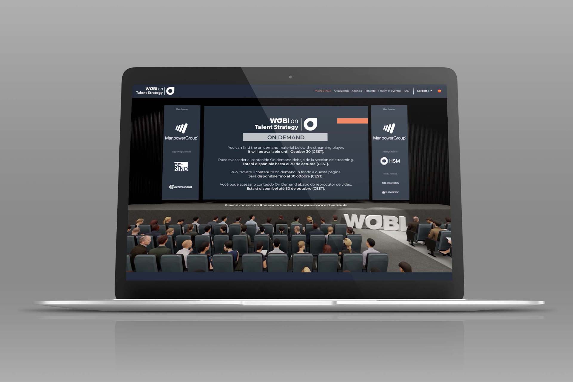 auditorio principal en una convención virtual