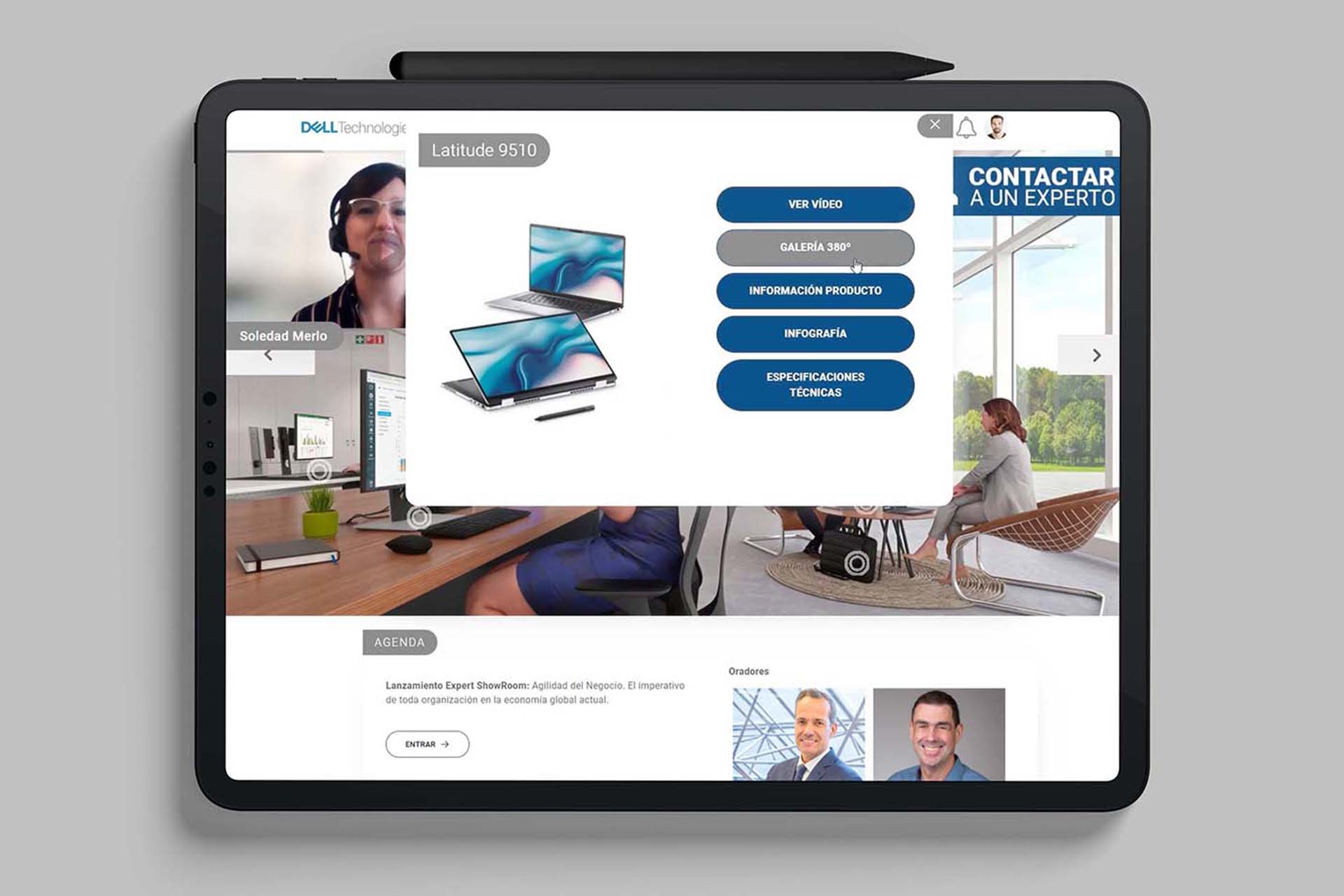 especificaciones de producto en plataforma de showroom digital